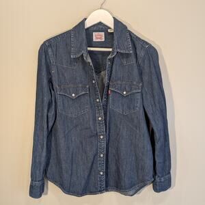Levi's Chambray Shirt Pearl Snap Western Boho Classic - Size M